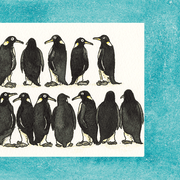 Ziehkarte - Pinguine Happy Birthday (Klappkarte) von Discordia