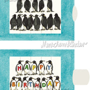 Ziehkarte - Pinguine Happy Birthday (Klappkarte) von Discordia