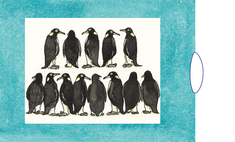 Ziehkarte - Pinguine Happy Birthday (Klappkarte) von Discordia