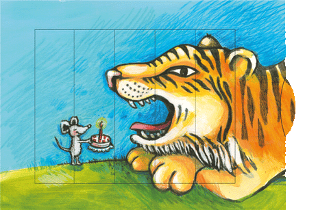 Ziehkarte - Tiger & Maus Geburtstag (Klappkarte) von Discordia