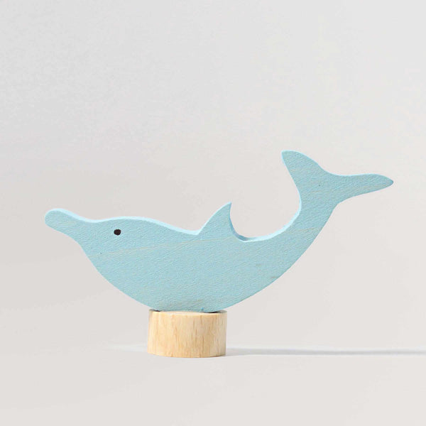 Steckfigur hellblauer Delfin aus Holz von Grimms zur Dekoration