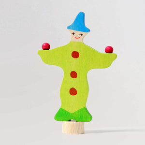 Steckfigur Jonglier-Clown in hellgrün von Grimms als Deko für Geburtstagsringe