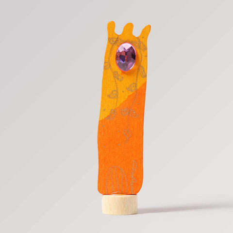 Steckfigur Rapunzelturm in orange und gelb mit Stein von Grimms als Deko