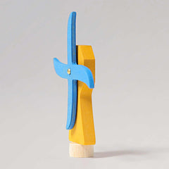 Steckfigur Windmühle in gelb und hellblau aus Holz von Grimms zur Deko