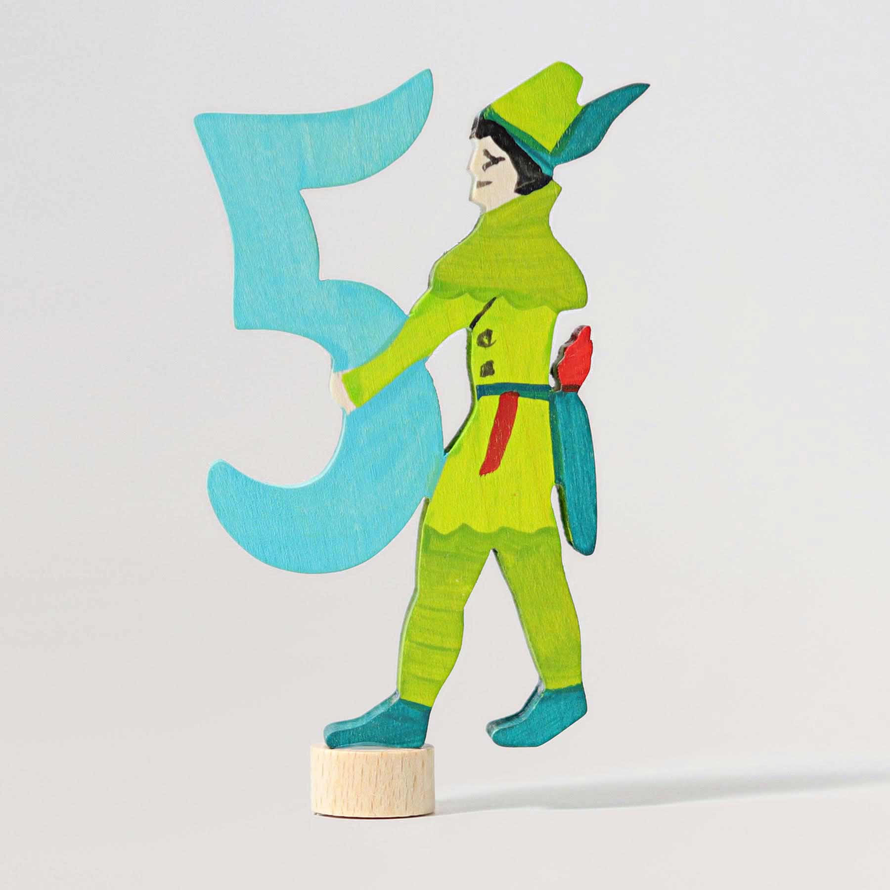 Zahlenstecker Märchen-5 - Robin Hood von Grimms zur Deko für Geburtstagsringe