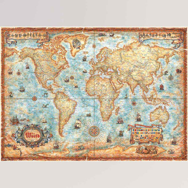 Puzzle, The World incl. Poster Weltkarte von Heye