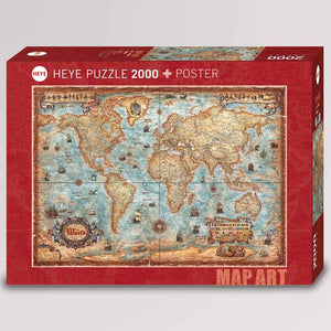 Puzzle, The World incl. Poster Weltkarte von Heye