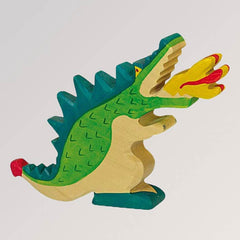 Holzfigur Drache grün von Holztiger