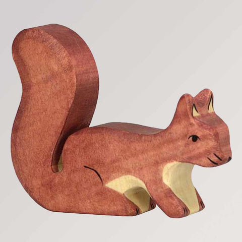 Holzfigur Eichhörnchen, stehend, braun von Holztiger