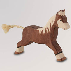 Holzfigur Pferd laufend dunkelbraun von Holztiger