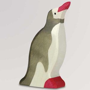 Holzfigur Pinguin, Kopf hoch von Holztiger