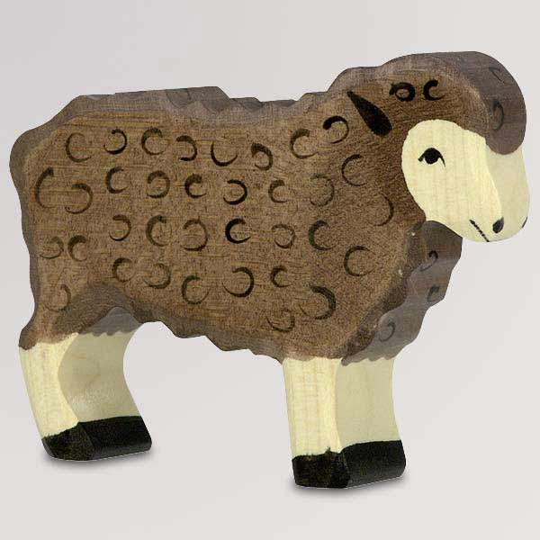 Holzfigur Schaf, braun von Holztiger
