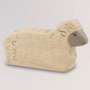 Holzfigur Schaf, liegend, weiß von Holztiger