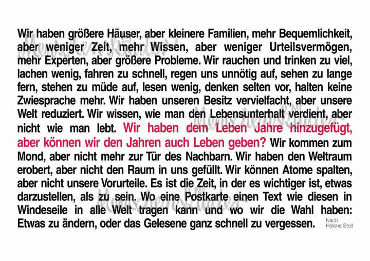 Postkarte - Wir haben dem Leben Jahre hinzugefügt… von Joanna Morani