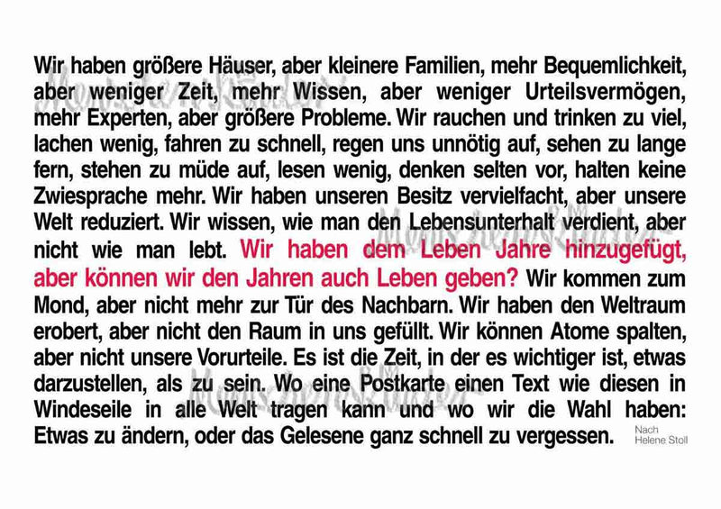 Postkarte - Wir haben dem Leben Jahre hinzugefügt… von Joanna Morani
