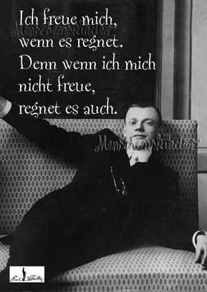 Postkarte - Ich freue mich, wenn es regnet von Karl Valentin