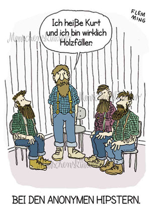 Postkarte - Bei den anonymen Hipstern von Modern Times