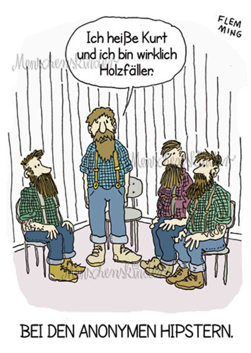 Postkarte - Bei den anonymen Hipstern von Modern Times