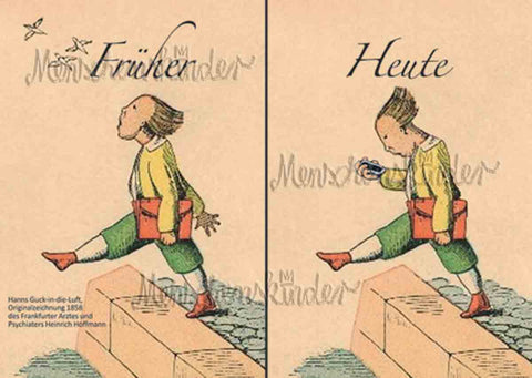 Postkarte - Hans Guck-in-die-Luft, früher-heute von Modern Times