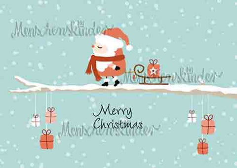 Postkarte - Merry Christmas Weihnachtsmann mit Schlitten von Modern Times