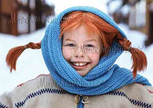 Postkarte - Pippi mit Schal um Kopf von Pippi Langstrumpf