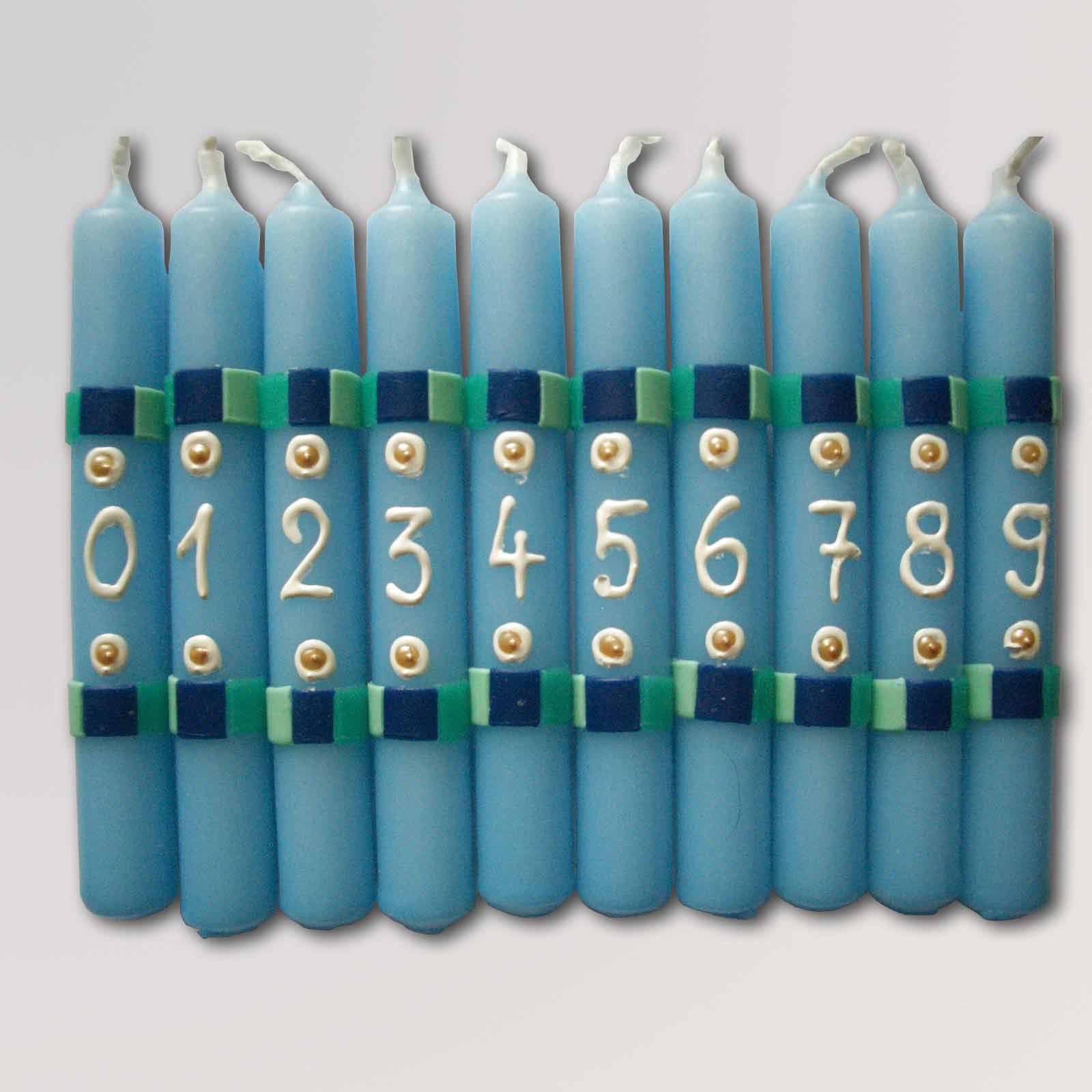 Geburtstagskerze Zahl, blau von Kerzenkunst Monika Balz