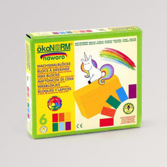 Wachsmalblöcke nawaro, "Einhorn" - 6 Farben von Ökonorm