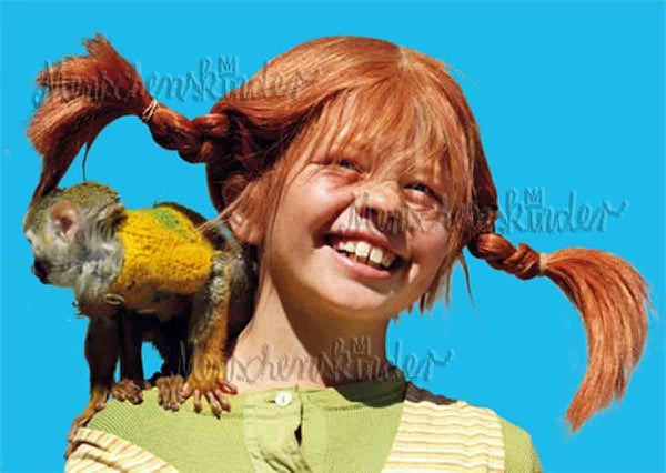 Postkarte - Pippi Langstrumpf mit Herrn Nielson von Pippi Langstrumpf