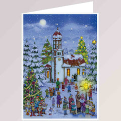 Adventskalender Klappkarte - Heilig Abend an der Kirche von Sellmer Verlag