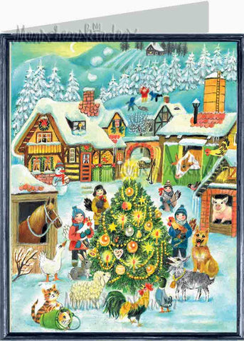 Weihnachtskarte Klappkarte - Weihnachten auf dem Bauernhof von Sellmer Verlag