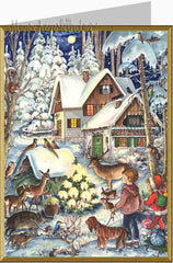 Weihnachtskarte Klappkarte - Winter bei den Tieren von Sellmer Verlag